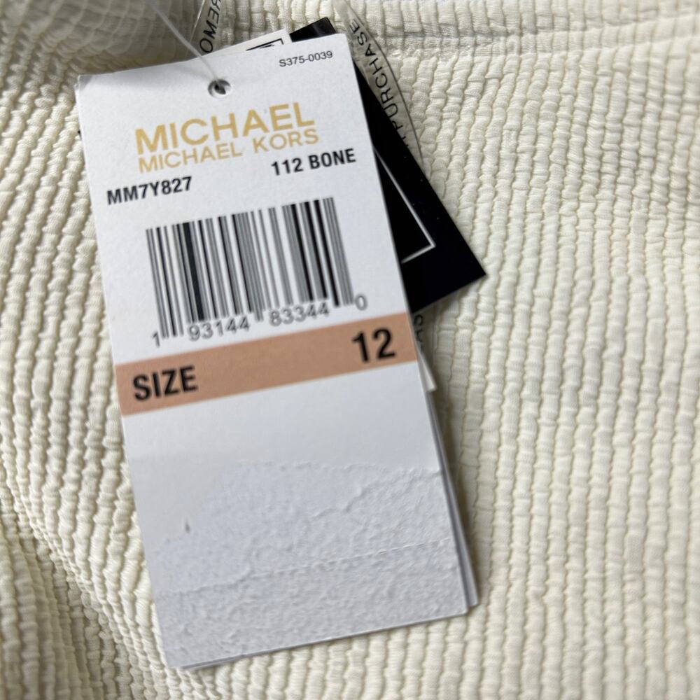 Michael MK Textured One Shoulder Cutout One Piece Swimsuit Cream Women 12 NWT - Picture 9 of 9